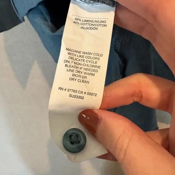 Cubavera Teal Blue Linen Cotton Blend Button Front Shirt Men’s Medium - Picture 3 of 5